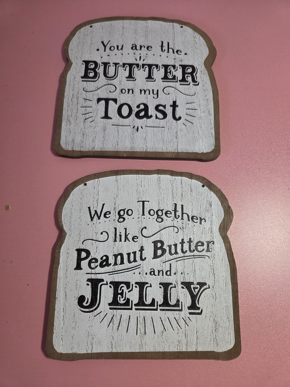 Rustic White & Brown 'Butter on My Toast' Wall Plaque Set